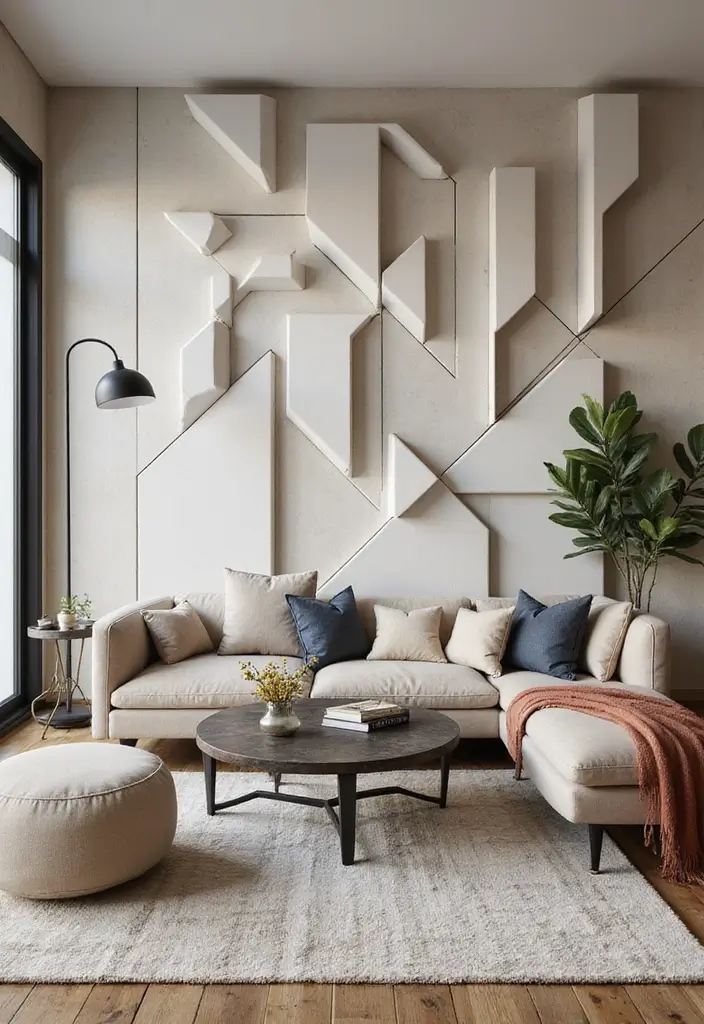 29 Wall Painting Ideas Creative Living Room Styles That Add Personality - 10. Geometric Patterns for Texture