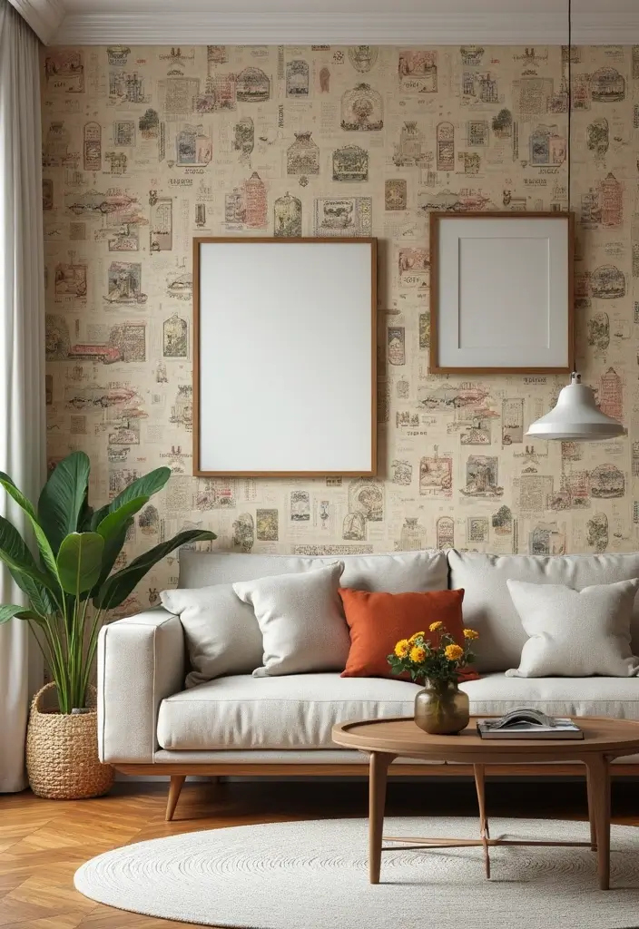 29 Wall Painting Ideas Creative Living Room Styles That Add Personality - 13. Vintage Wallpaper Accents