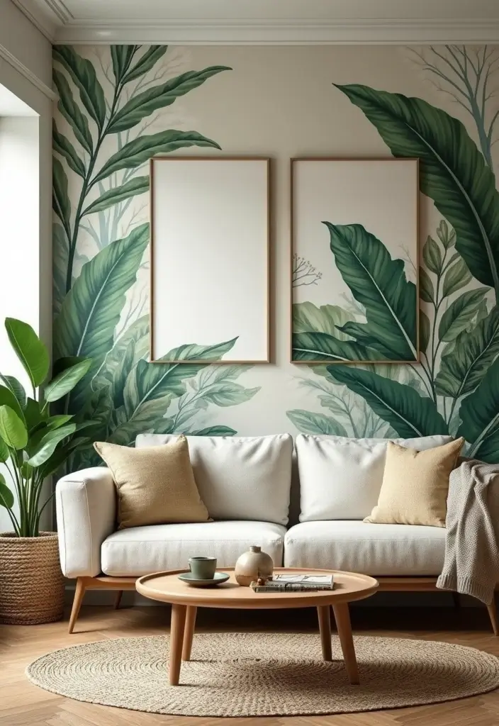 29 Wall Painting Ideas Creative Living Room Styles That Add Personality - 20. Botanical Prints and Murals