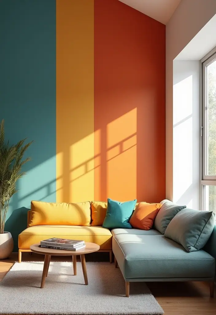 29 Wall Painting Ideas Creative Living Room Styles That Add Personality - 4. Color Blocking for a Modern Twist