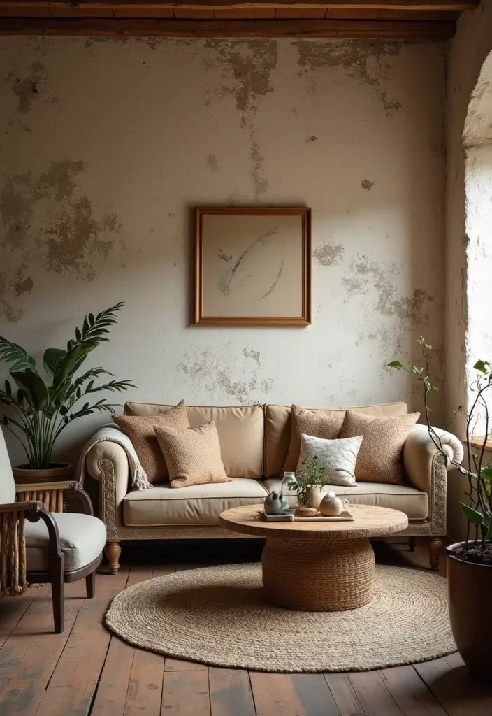 29 Wall Painting Ideas Creative Living Room Styles That Add Personality - 8. Rustic Charm with Distressed Finishes