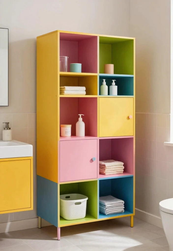 14 Bathroom Almirah Ideas For Organized Living - 14. Colorful Modular Almirah 1