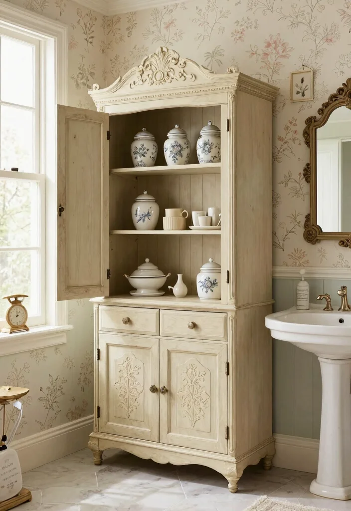 14 Bathroom Almirah Ideas For Organized Living - 3. Vintage Chic Almirah 1