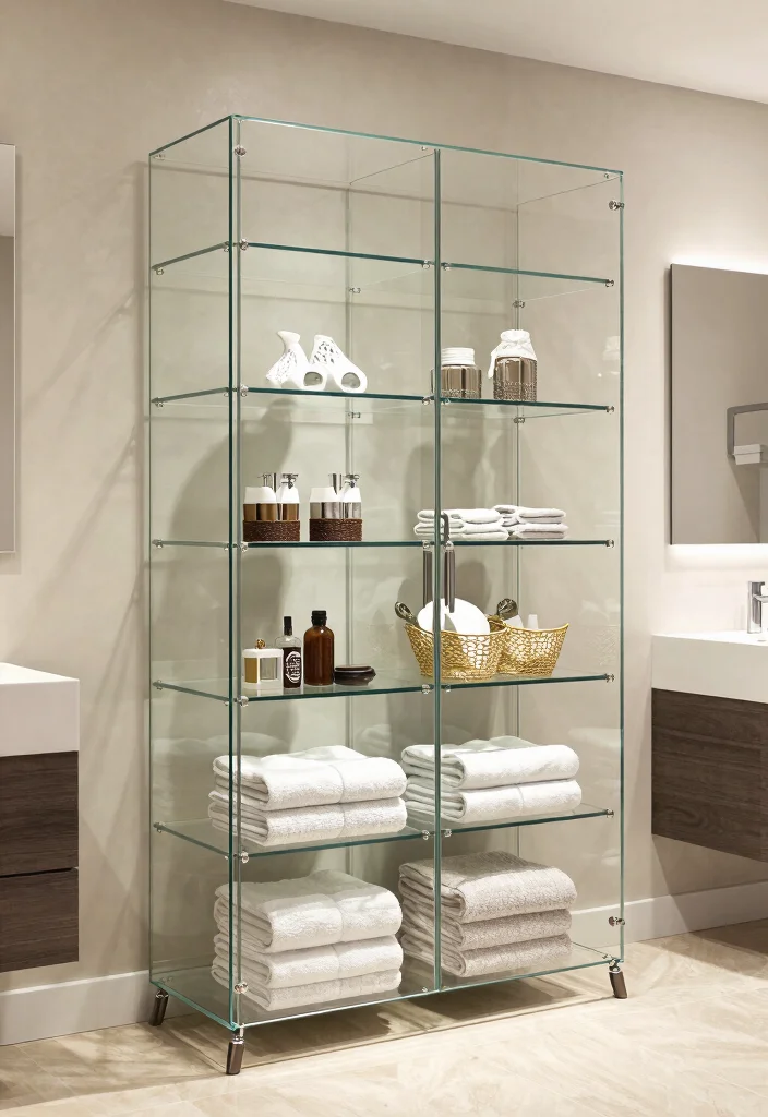 14 Bathroom Almirah Ideas For Organized Living - 5. Stylish Glass Almirah 1