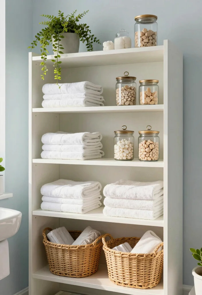 14 Bathroom Almirah Ideas For Organized Living - 7. Open Shelving Almirah 1
