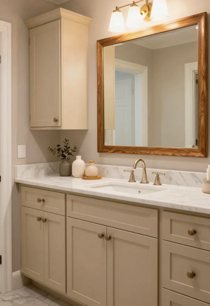 14 Bathroom Cabinet Color Ideas To Refresh Your Space - 13. Classic Beige 1