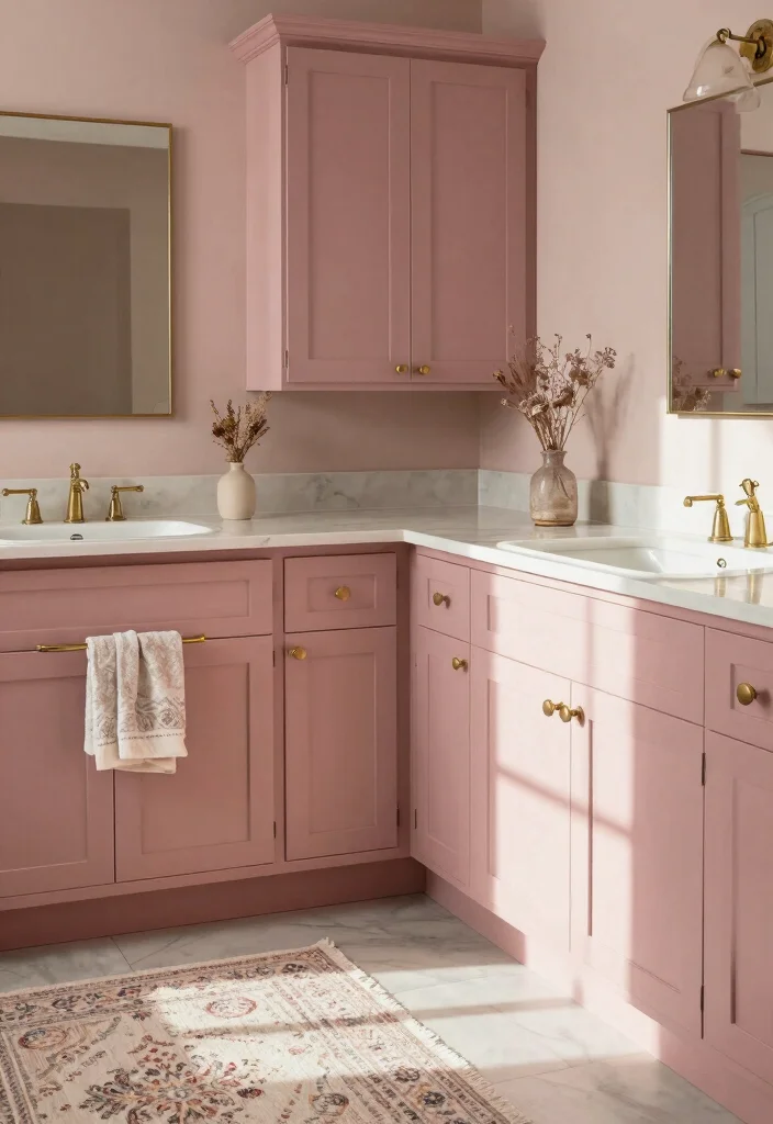14 Bathroom Cabinet Color Ideas To Refresh Your Space - 2. Dusty Rose 1