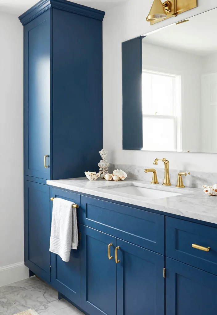 14 Bathroom Cabinet Color Ideas To Refresh Your Space - 3. Deep Ocean Blue 1