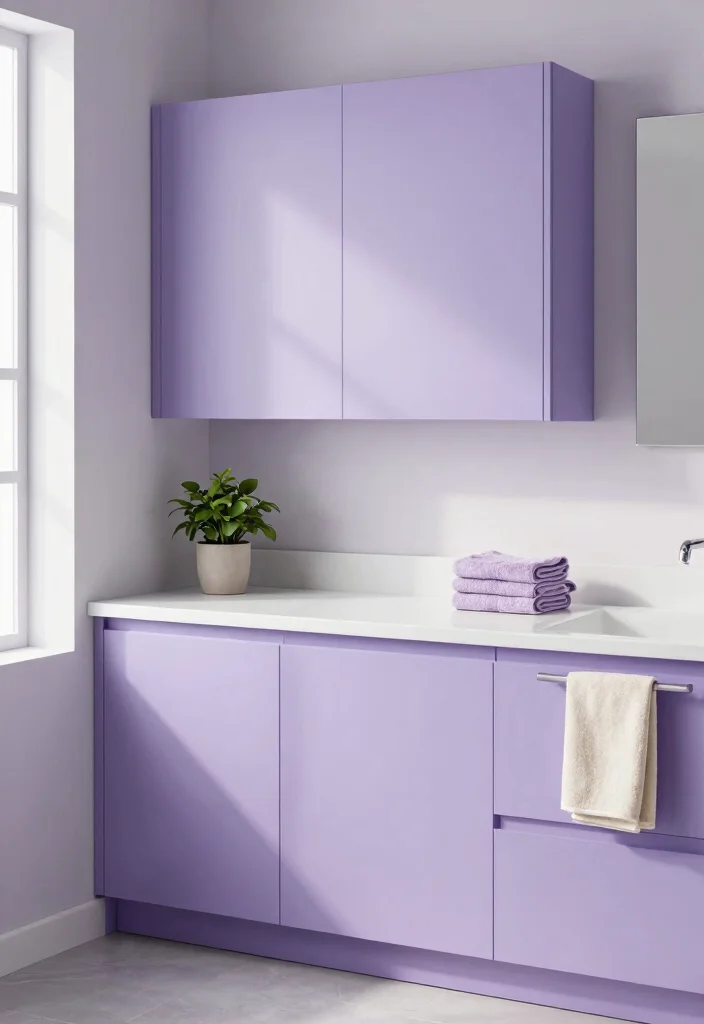 14 Bathroom Cabinet Color Ideas To Refresh Your Space - 4. Gentle Lavender 1