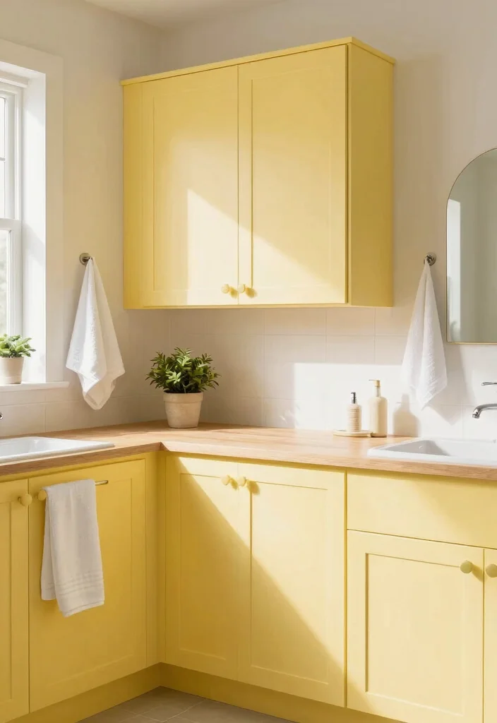14 Bathroom Cabinet Color Ideas To Refresh Your Space - 6. Soft Butter Yellow 1