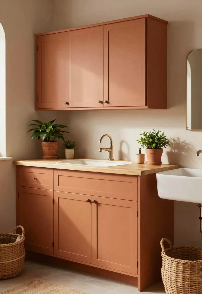 14 Bathroom Cabinet Color Ideas To Refresh Your Space - 8. Earthy Terracotta 1