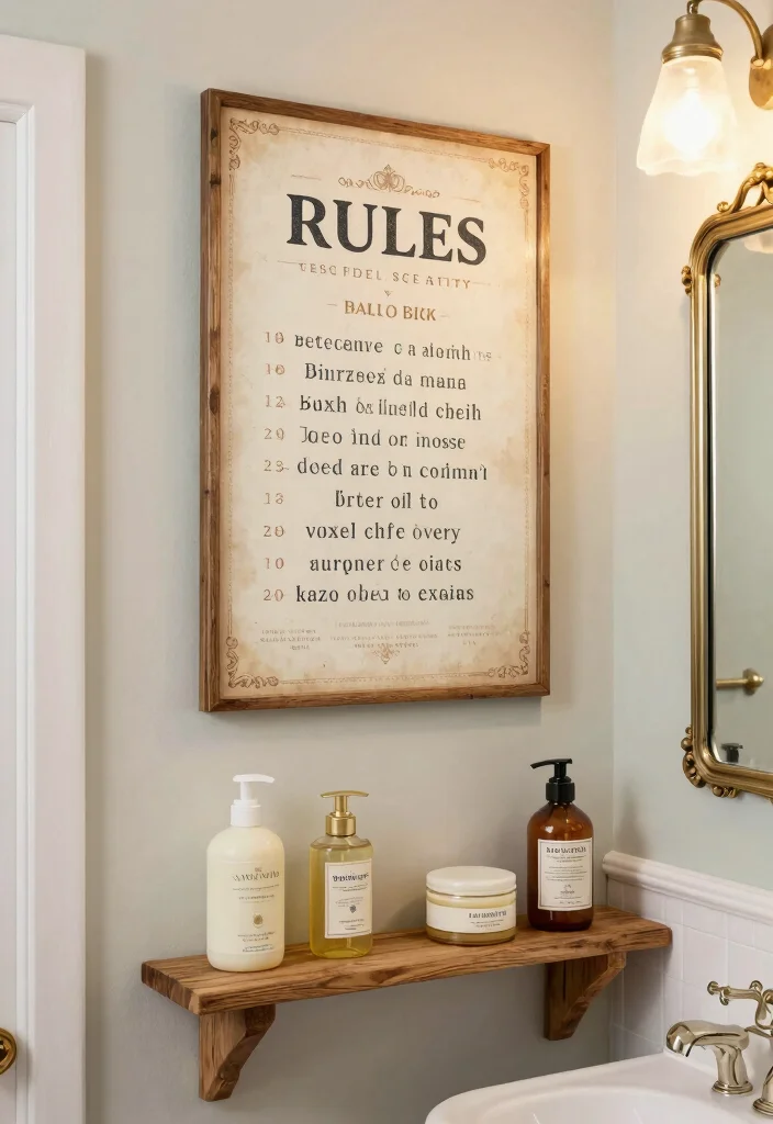 14 Bathroom Rules Sign Ideas That Are Fun And Stylish - 4. Vintage Typography 1
