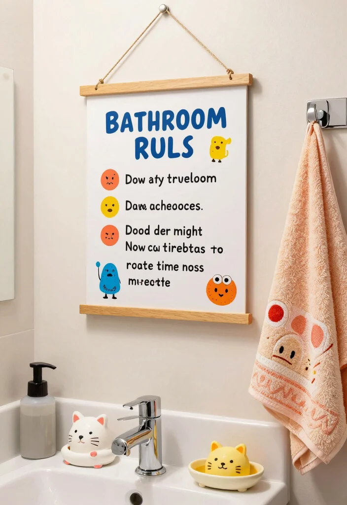 14 Bathroom Rules Sign Ideas That Are Fun And Stylish - 8. Playful Illustrations 1