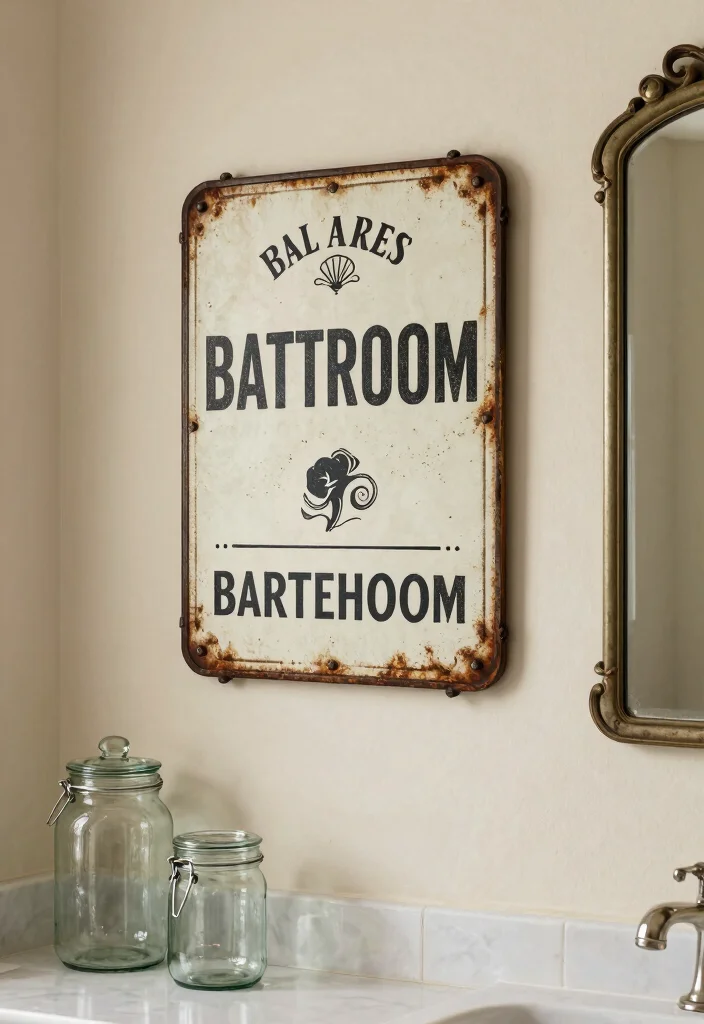 14 Bathroom Rules Sign Ideas That Are Fun And Stylish - 9. Vintage Metal Signs 1