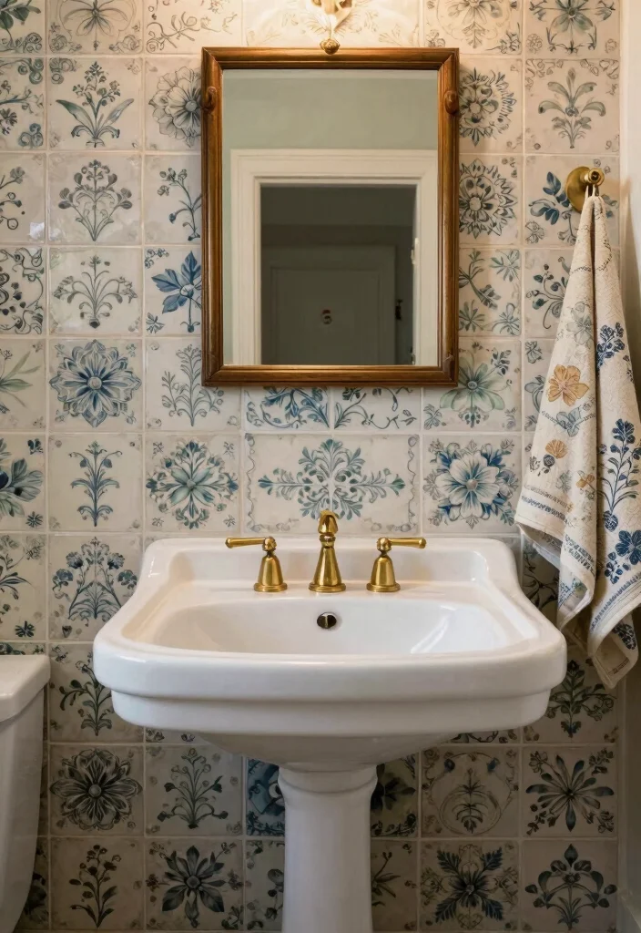 14 Bathroom Sink Backsplash Ideas That Protect And Style - 11. Vintage Tiles 1