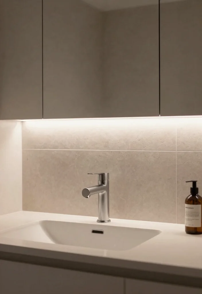 14 Bathroom Sink Backsplash Ideas That Protect And Style - 14. LED Backlit Backsplash 1