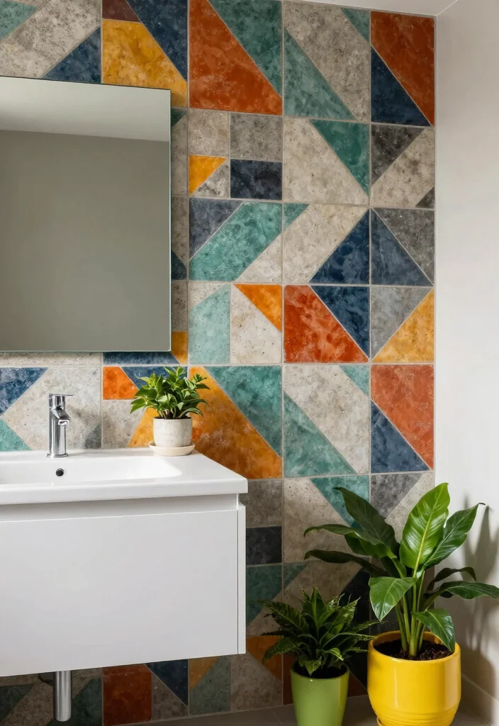 14 Bathroom Sink Backsplash Ideas That Protect And Style - 5. Eco-Friendly Cement Tiles 1