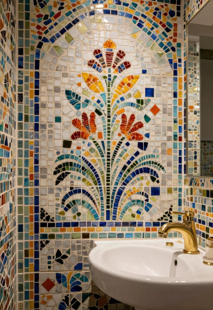 14 Bathroom Sink Backsplash Ideas That Protect And Style - 8. Mosaic Tile Art 1
