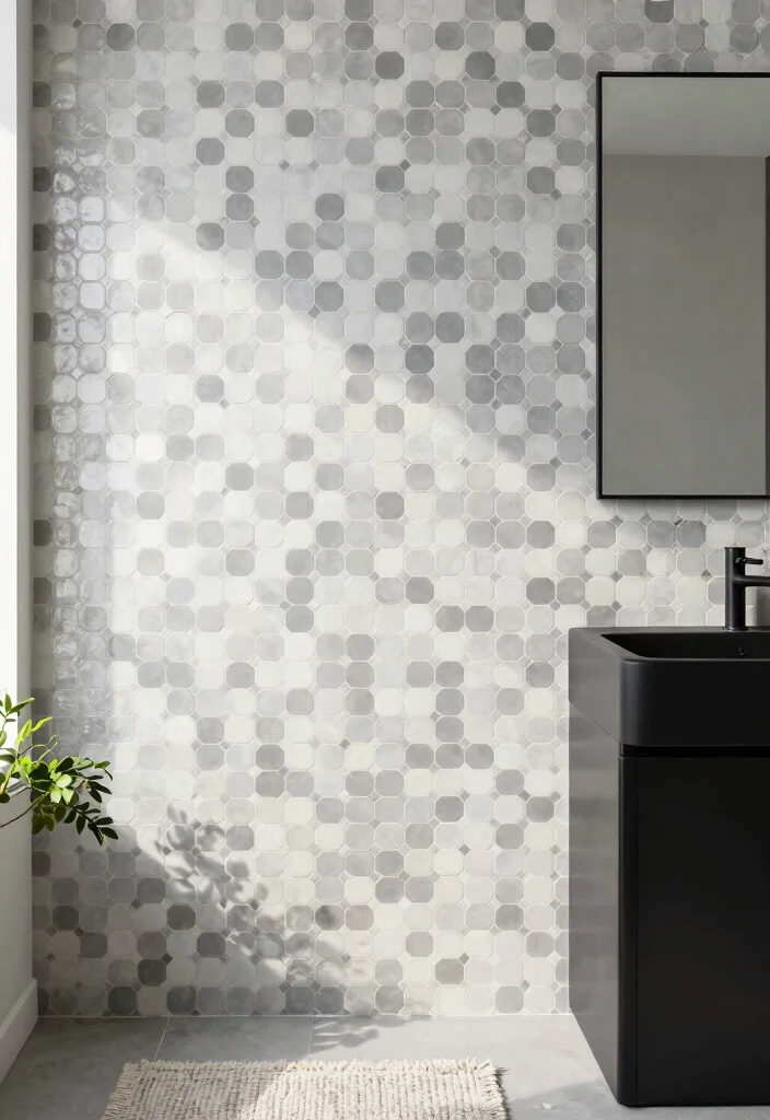 14 Bathroom Sink Backsplash Ideas That Protect And Style - 9. Tiny Hexagon Tiles 1