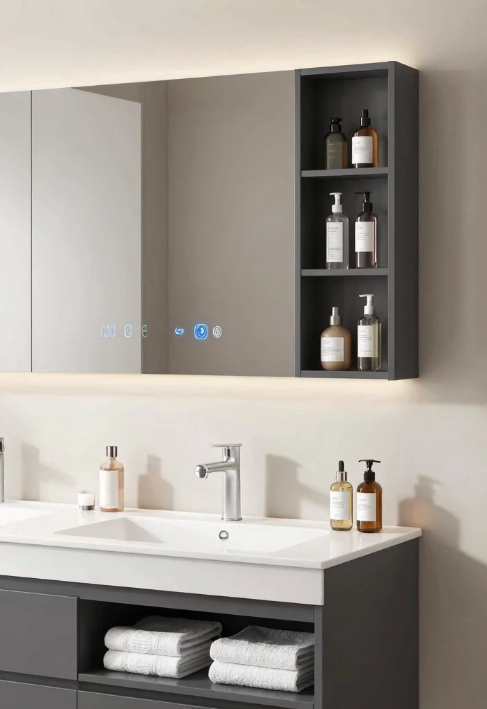 14 Bathroom Vanity With Linen Cabinet Ideas For Extra Storage - 10. Integrated Technology 1