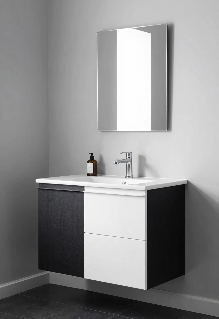 14 Bathroom Vanity With Linen Cabinet Ideas For Extra Storage - 8. Minimalist Monochrome 1