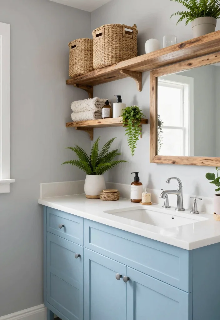 14 Blue Vanity Bathroom Ideas With Fresh Colour - 3. Sky Blue Serenity 1