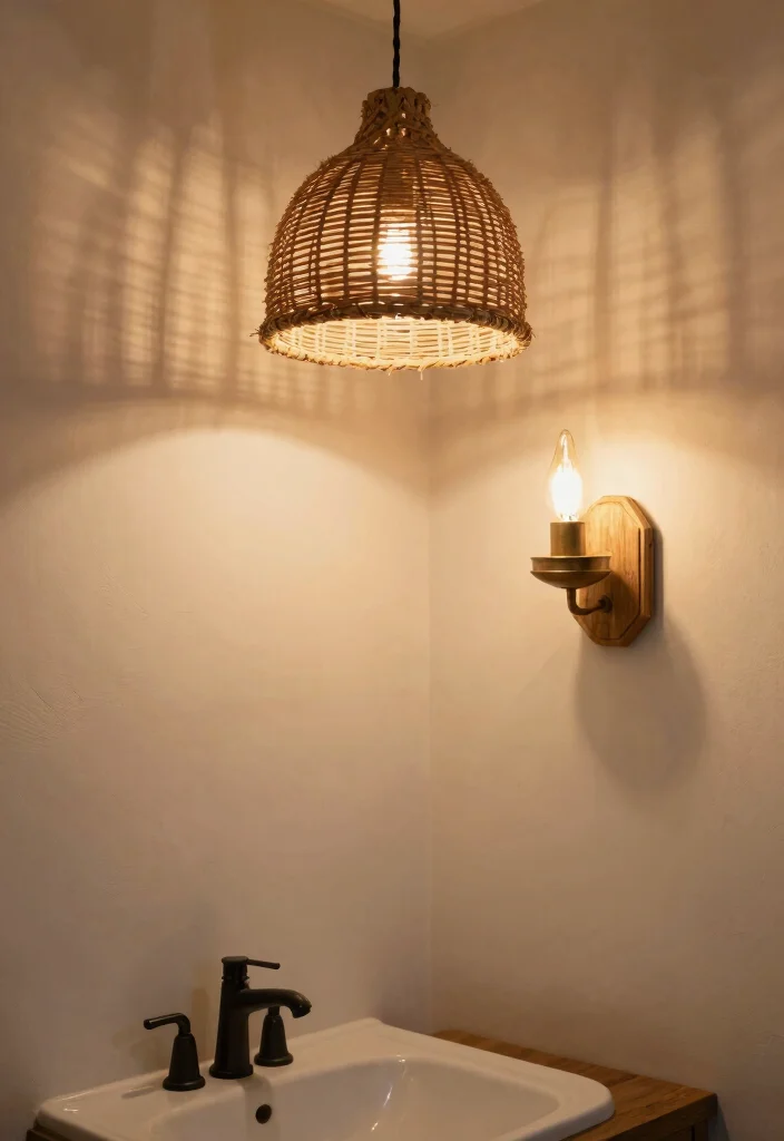 14 Desert Bathroom Decor Ideas With Earthy Style - 10. Statement Lighting 1