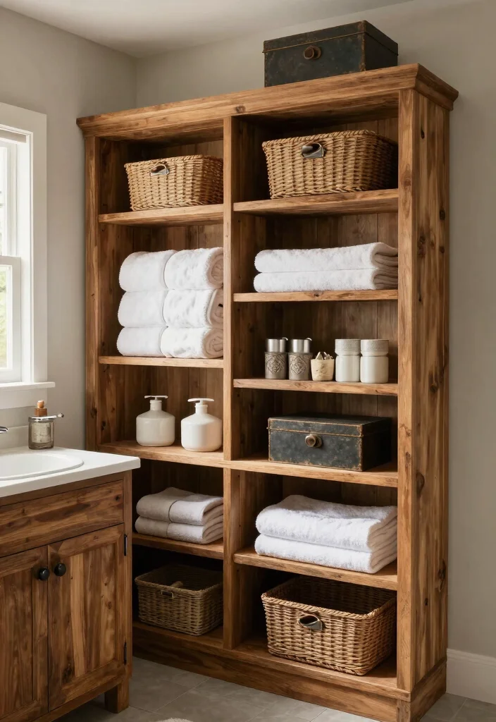 14 Desert Bathroom Decor Ideas With Earthy Style - 11. Rustic Storage Solutions 1