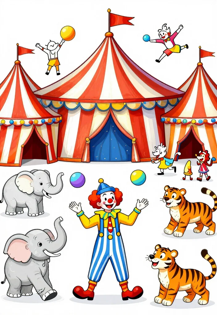 14 Fun Bathroom Coloring Page Ideas for Kids - 14. Circus Extravaganza 1