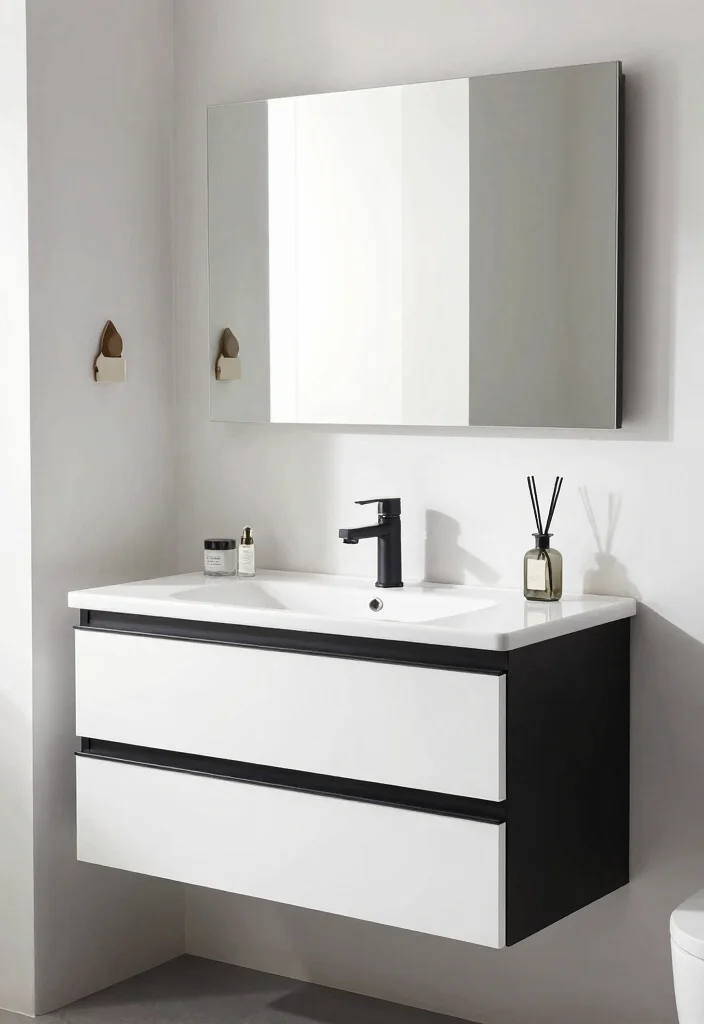 14 Painting Bathroom Vanity Ideas For An Easy Refresh - 12. Minimalist Monochrome for a Modern Touch 1