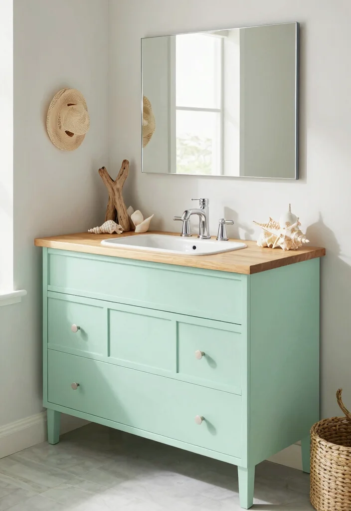 14 Painting Bathroom Vanity Ideas For An Easy Refresh - 9. Coastal Vibes with Ocean-Inspired Colors 1