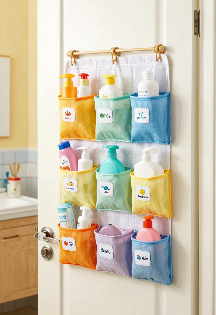 14 Shared Kids Bathroom Ideas That Actually Work - 3. Hanging Organizers 1