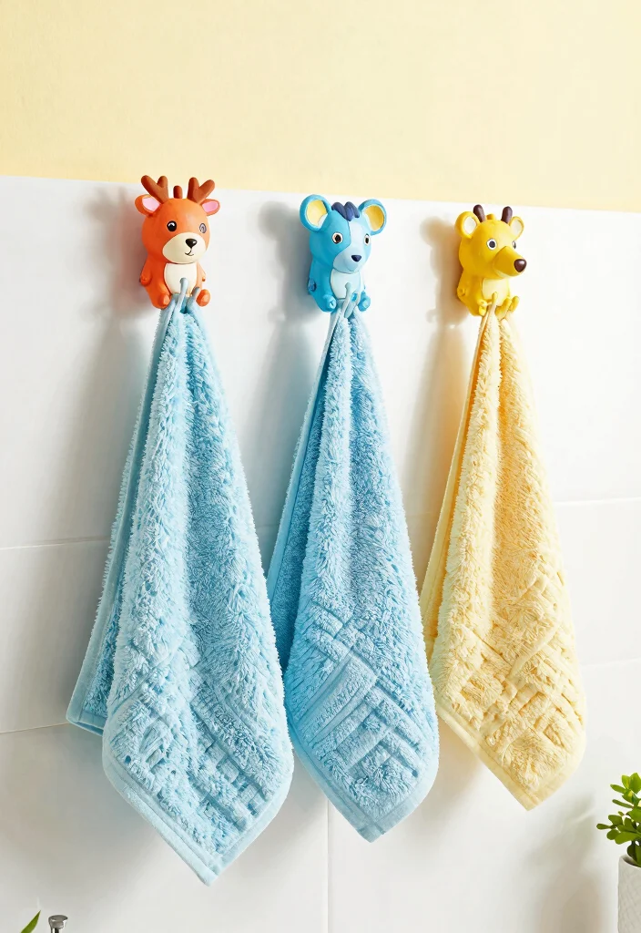 14 Shared Kids Bathroom Ideas That Actually Work - 7. Personalized Towel Hooks 1