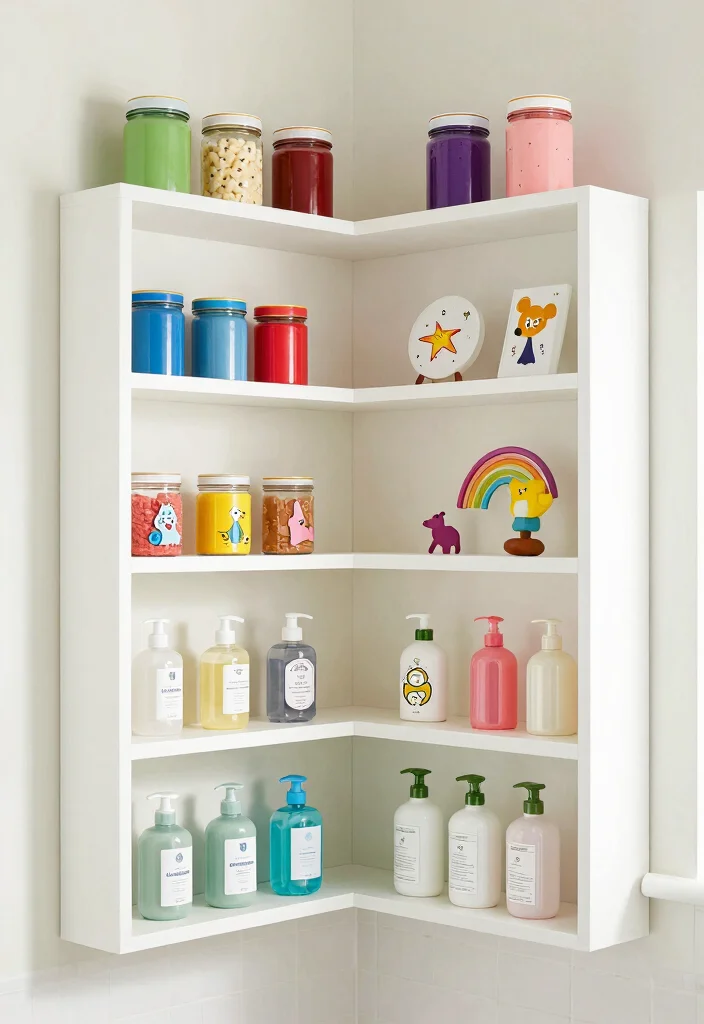 14 Shared Kids Bathroom Ideas That Actually Work - 8. Built-In Shelving 1
