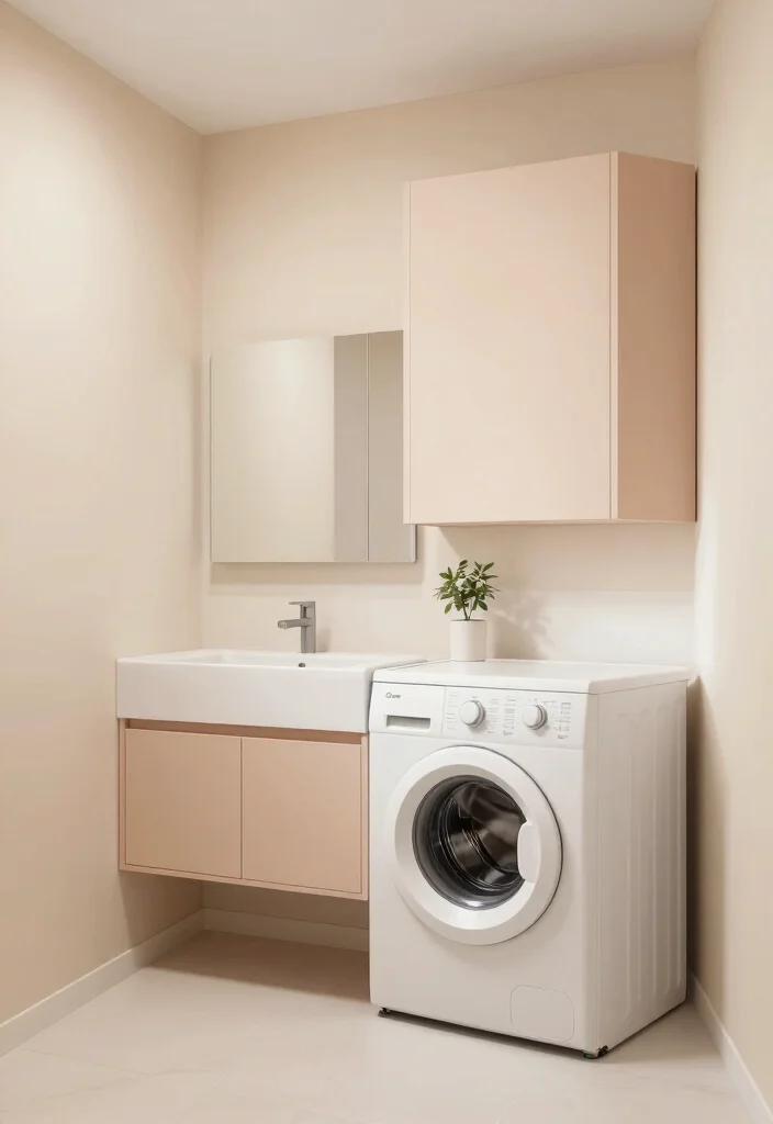 14 Small Bathroom With Washing Machine Ideas That Actually Work - 11. Smart Color Coordination 1