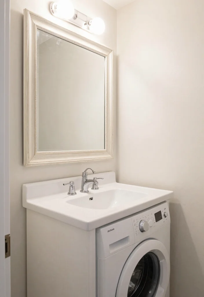 14 Small Bathroom With Washing Machine Ideas That Actually Work - 12. Utilize Mirrors for Illusion 1