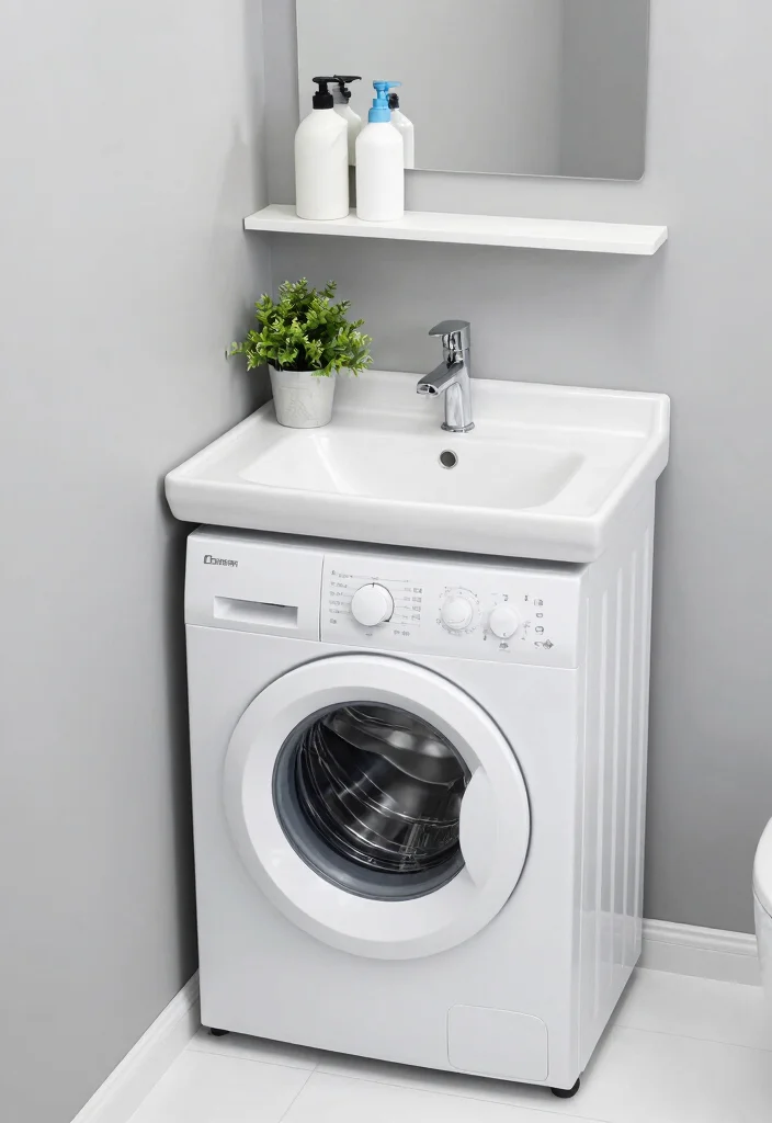 14 Small Bathroom With Washing Machine Ideas That Actually Work - 2. Under-Sink Laundry Solutions 1