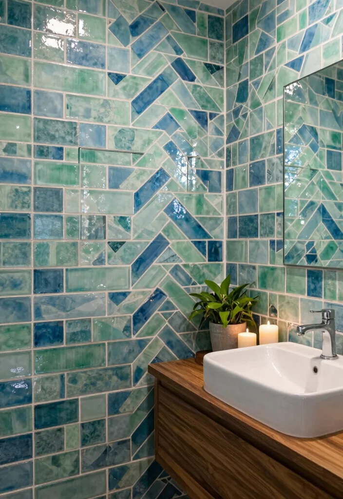 14 Subway Tile Bathroom Ideas That Never Go Out Of Style - 2. Mosaic Patterns with Subway Tiles 1