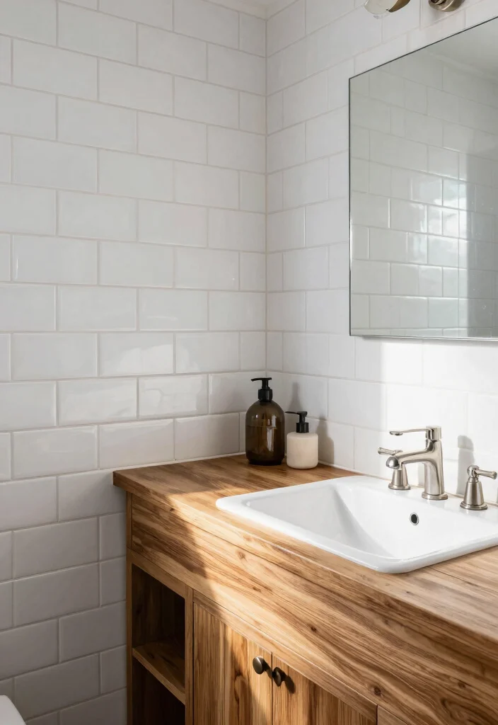 14 Subway Tile Bathroom Ideas That Never Go Out Of Style - 9. Combining Subway Tiles with Other Materials 1