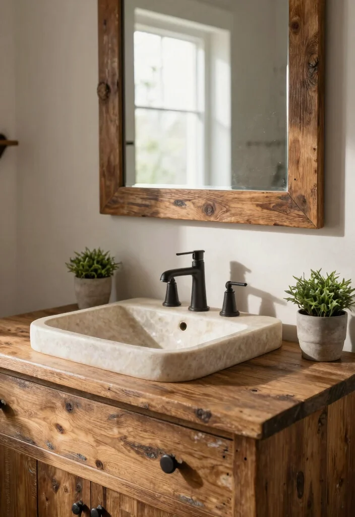 14 Western Bathroom Decor Ideas With Rustic Flair - 1. Rustic Wood Fixtures 1