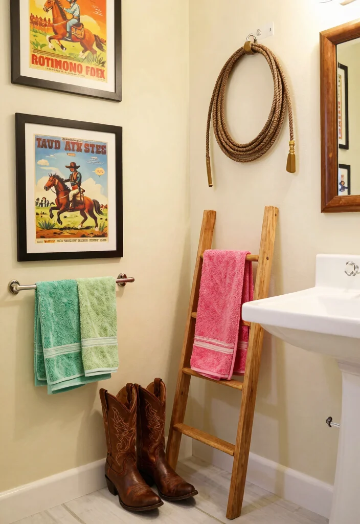 14 Western Bathroom Decor Ideas With Rustic Flair - 2. Cowboy Themed Decor 1