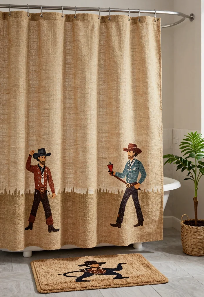 14 Western Bathroom Decor Ideas With Rustic Flair - 8. Rustic Shower Curtains 1
