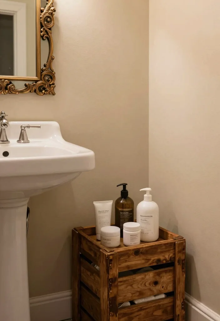 15 Autumn Bathroom Decor Ideas With Warm Seasonal Vibes - 13. Vintage Accents for Character 1