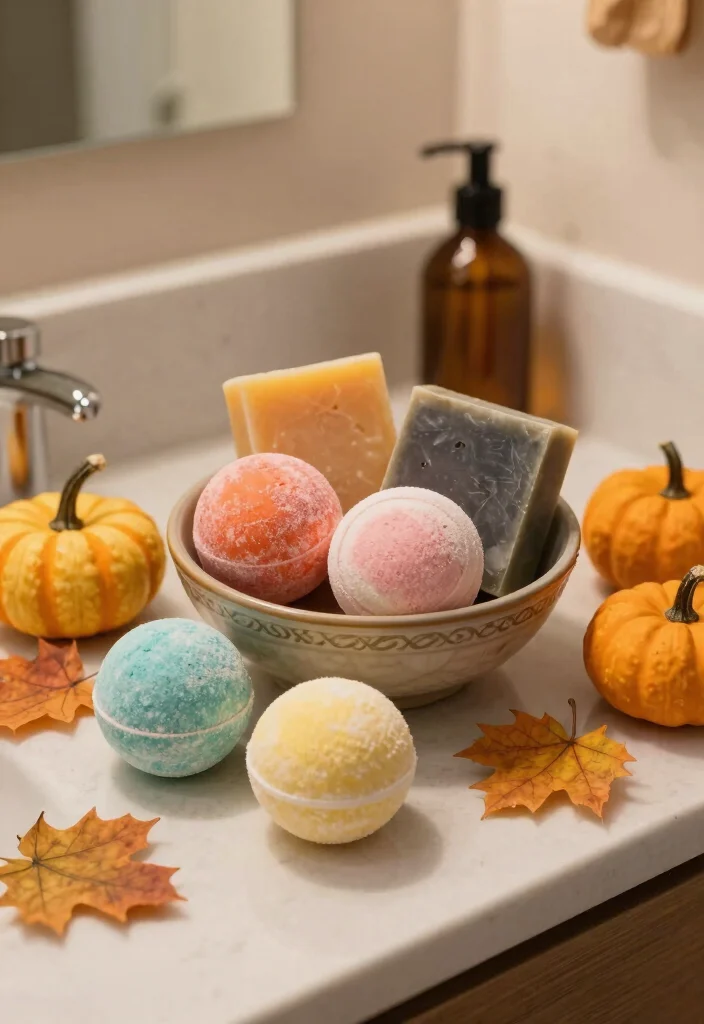 15 Autumn Bathroom Decor Ideas With Warm Seasonal Vibes - 14. Seasonal Bath Bombs and Soaps 1