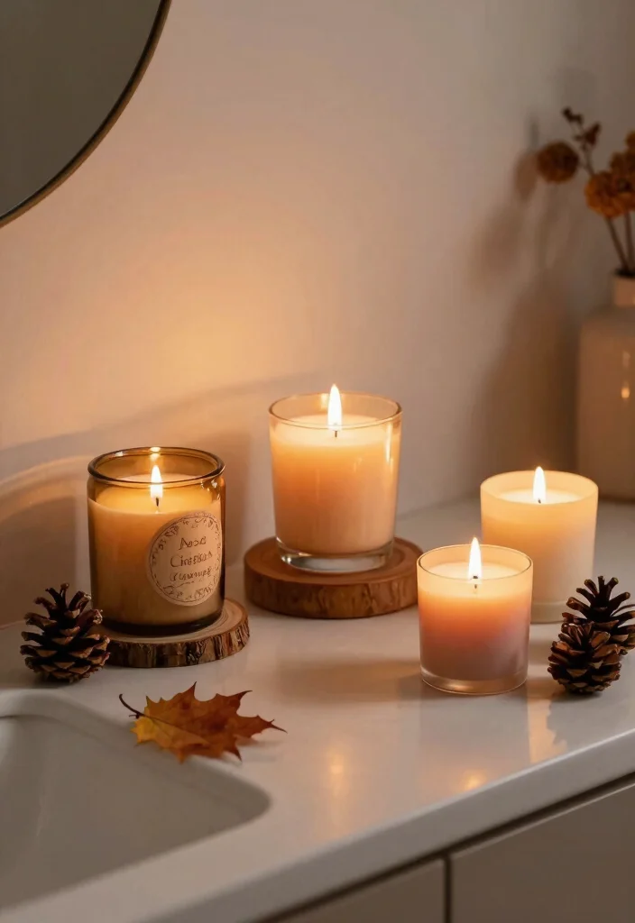 15 Autumn Bathroom Decor Ideas With Warm Seasonal Vibes - 3. Seasonal Scented Candles 1
