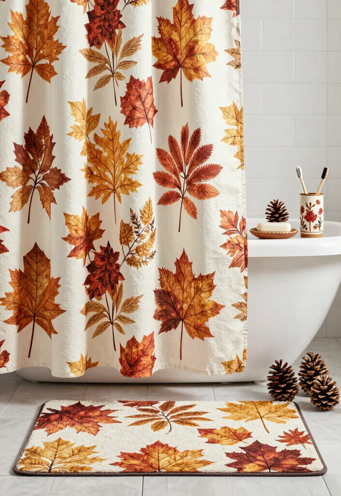 15 Autumn Bathroom Decor Ideas With Warm Seasonal Vibes - 8. Bath Accessories with Fall Motifs 1