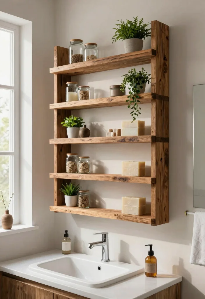 15 Bathroom Cabinet Storage Ideas That Reduce Clutter - 1. Vertical Floating Shelves 1