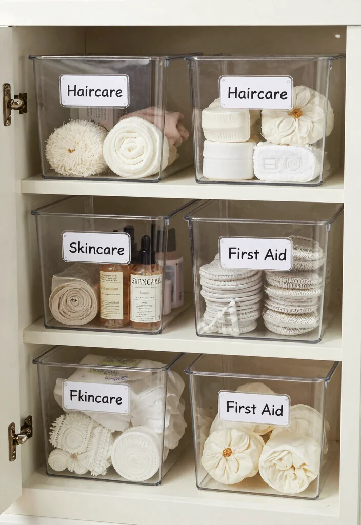 15 Bathroom Cabinet Storage Ideas That Reduce Clutter - 5. Clear Storage Bins 1