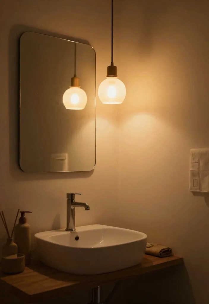 15 Bathroom Earth Tone Ideas With Cozy Balance - 9. Cozy Lighting Options 1