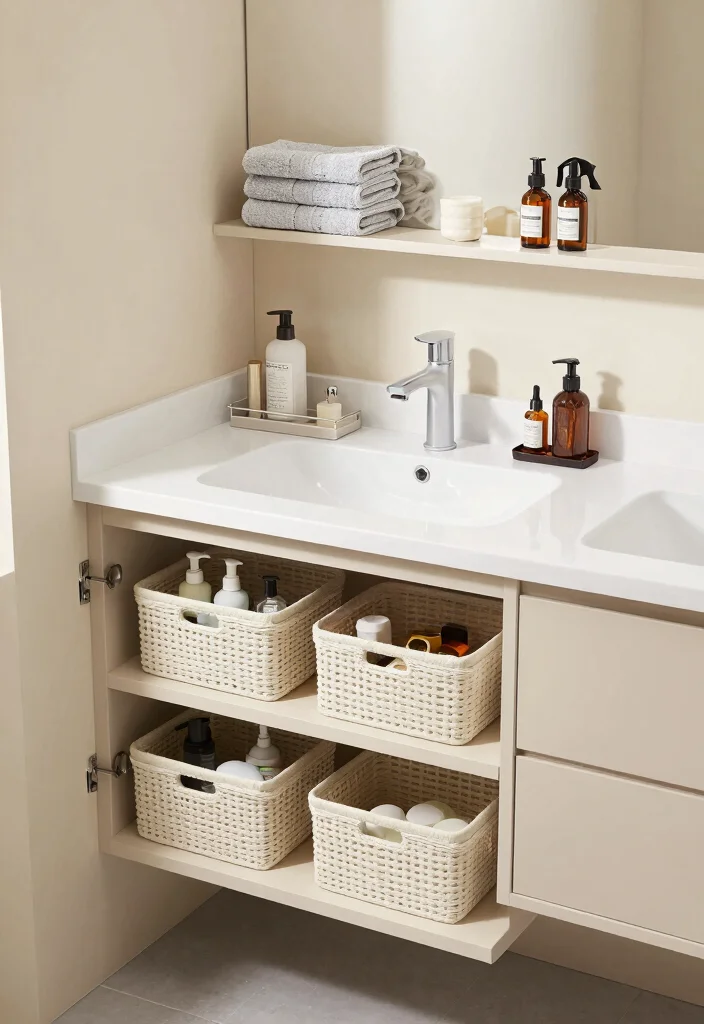 15 Bathroom Vanity Decor Ideas For A Finished Look - 8. Practical Storage Solutions 1